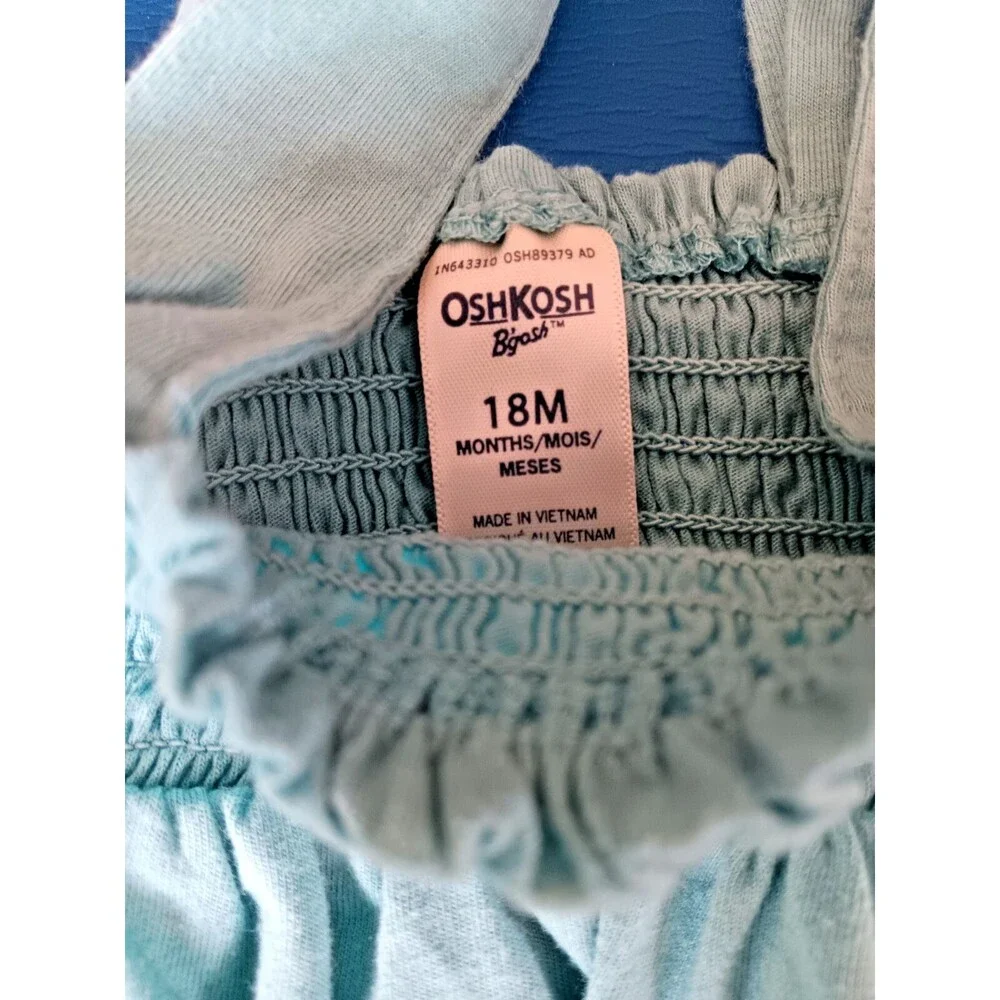 shirt Girls Baby B'Gosh tank pastel blue green mint summer smocked 18 months